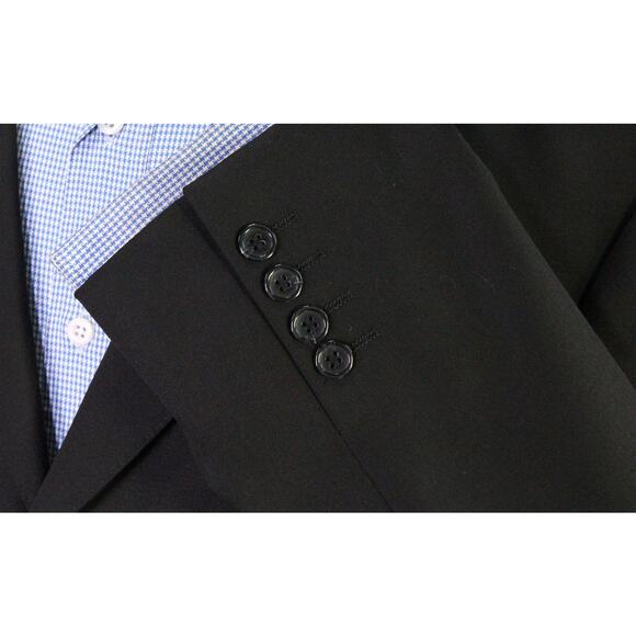 Naldini Solid Black Super 150's Wool 3-Btn Blazer Jacket Hand Tailored 42R - Picture 6 of 13